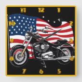 Cruisen met trots naast de Amerikaanse vlag Vierkante Klok (Voorkant)