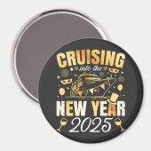 Cruisen naar de nieuwjaarscruise 2025 Circle Magneet (Voorkant / Achterkant)