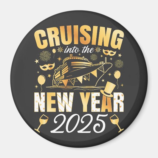 Cruisen naar de nieuwjaarscruise 2025 Circle Magneet (Voorkant)