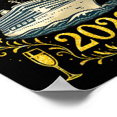 Cruisen naar het nieuwe jaar 2026 Happy New Year Poster (Hoek)