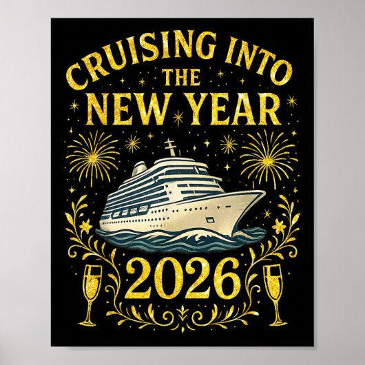 Cruisen naar het nieuwe jaar 2026 Happy New Year Poster (Voorkant)