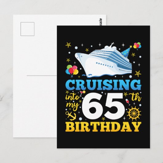 Cruisen naar mijn 65e verjaardagsfeest briefkaart (Voorkant / Achterkant)