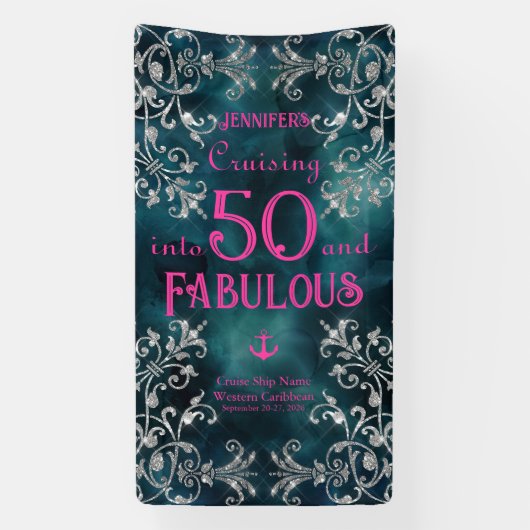 Cruisen naar XX en Fabulous Birthday Cruise Door Spandoek (Verticaal)