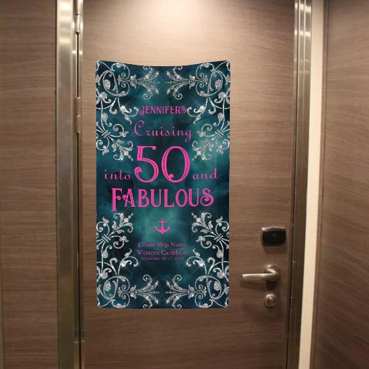 Cruisen naar XX en Fabulous Birthday Cruise Door Spandoek