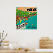 Cruisen op de Wolga rivier, Sovjet-Unie reizen Poster (Keuken)