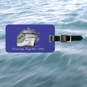 Cruisen samen Blauw Personaliseren Bagagelabel