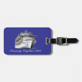 Cruisen samen Blauw Personaliseren Bagagelabel (Voorkant horizontaal)