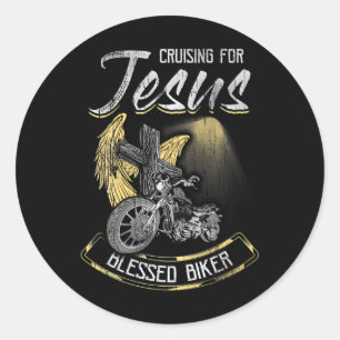 Cruisen voor Jesus Cross Christelijk Biker Ronde Sticker