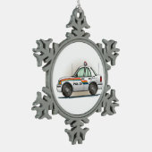Cruiser-auto van politie tin sneeuwvlok ornament (Links)