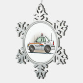 Cruiser-auto van politie tin sneeuwvlok ornament (Rechts)