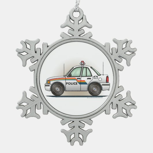 Cruiser-auto van politie tin sneeuwvlok ornament (Voorkant)