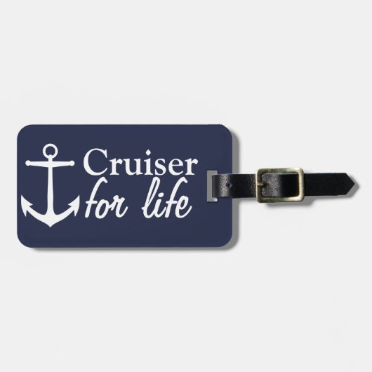 Cruiser for Life White Anchor & Name Bagagelabel (Voorkant horizontaal)
