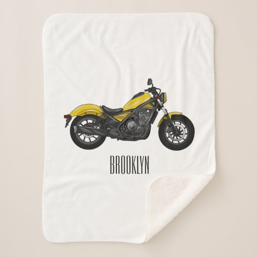Cruiser motorfiets cartoon illustratie sherpa deken (Voorkant)