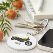 Cruiser motorfiets cartoon illustratie sleutelhanger (Voorkant Rechts)