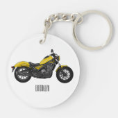 Cruiser motorfiets cartoon illustratie sleutelhanger (Achterkant)