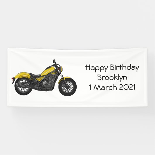 Cruiser motorfiets cartoon illustratie spandoek (Horizontaal)