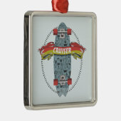 Cruiser Skateboard sticker tattoo design Metalen Ornament (Rechts)
