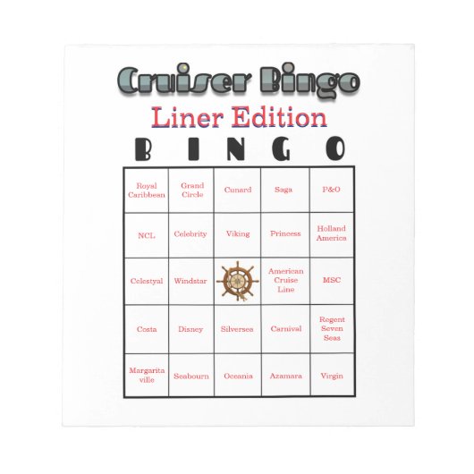 Cruiser's Bingo Liner Edition Notitieblok (Voorkant)