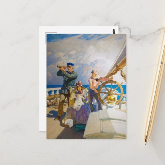 Cruises door Newell Convers Wyeth Briefkaart (Voorkant / Achterkant in situ)