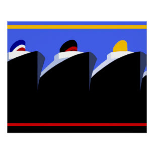  cruiseschepen Art Deco Poster