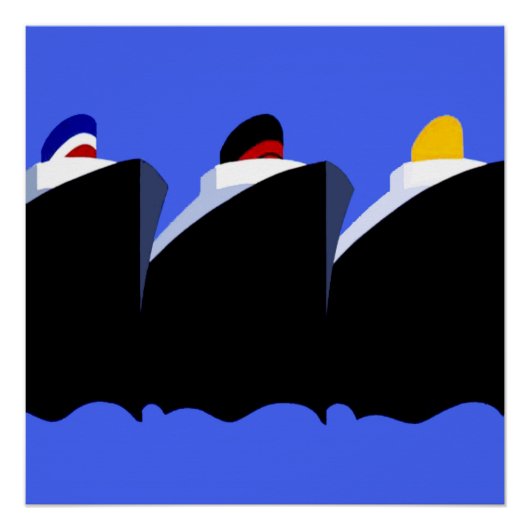  cruiseschepen Art Deco Poster (Voorkant)