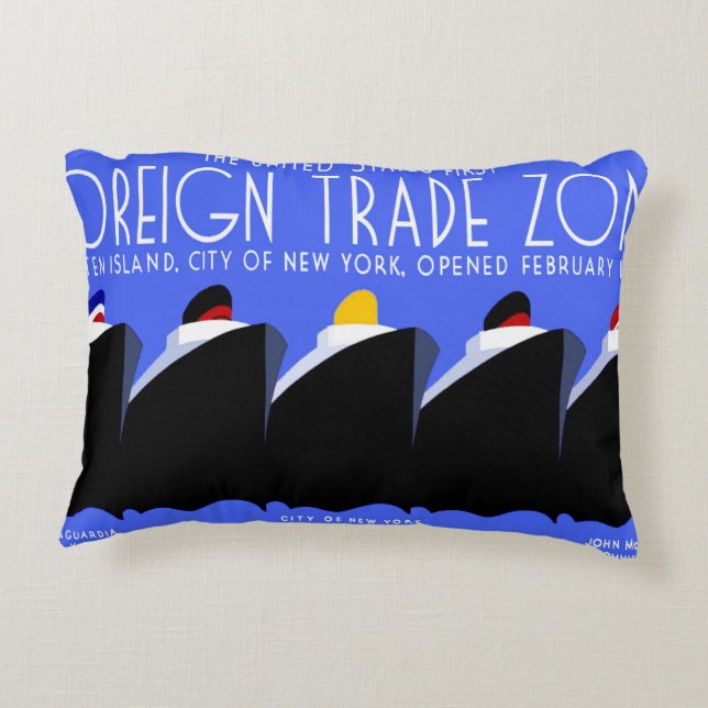  cruiseschepen Art Deco Poster Accent Kussen (Achterkant)