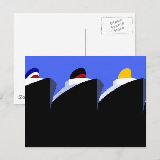  cruiseschepen Art Deco Poster Briefkaart (Voorkant / Achterkant)