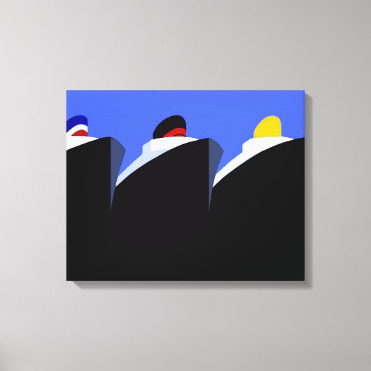  cruiseschepen Art Deco Poster Canvas Afdruk (Voorkant)