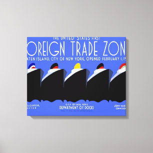  cruiseschepen Art Deco Poster Canvas Afdruk