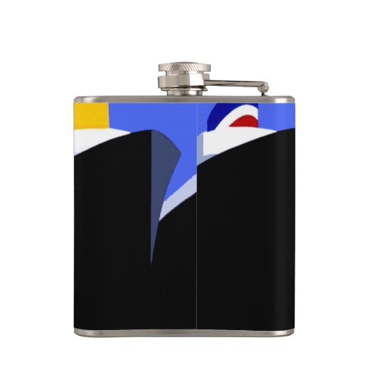  cruiseschepen Art Deco Poster Heupfles (Achterkant)