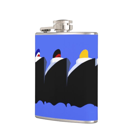  cruiseschepen Art Deco Poster Heupfles (Links)