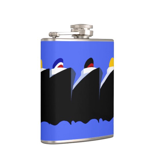  cruiseschepen Art Deco Poster Heupfles (Rechts)