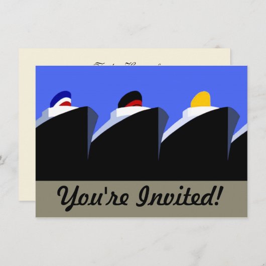  cruiseschepen Art Deco Poster Kaart (Voorkant / Achterkant)