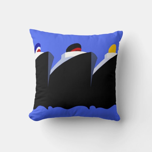  cruiseschepen Art Deco Poster Kussen (Voorkant)