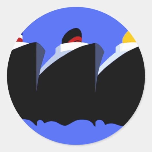 cruiseschepen Art Deco Poster Ronde Sticker (Voorkant)