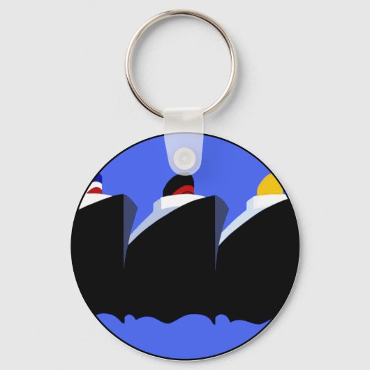  cruiseschepen Art Deco Poster Sleutelhanger (Voorkant)
