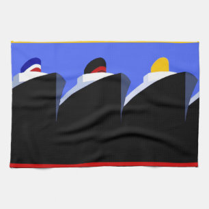  cruiseschepen Art Deco Poster Theedoek