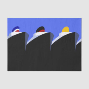  cruiseschepen Art Deco Poster Tissuepapier
