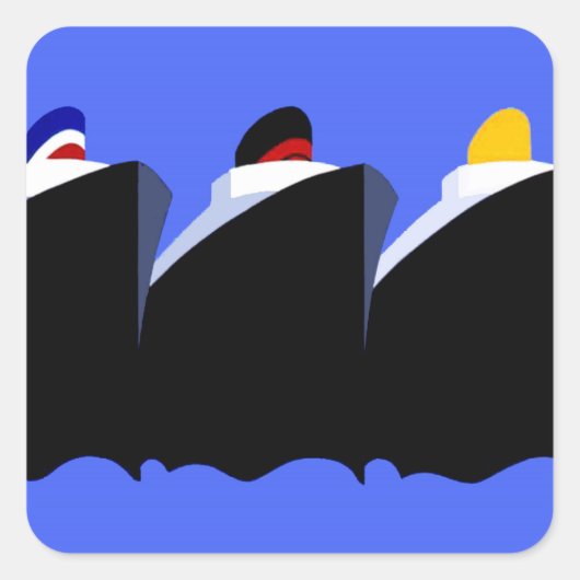  cruiseschepen Art Deco Poster Vierkante Sticker (Voorkant)