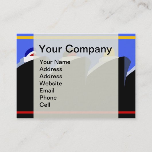  cruiseschepen Art Deco Poster Visitekaartje (Voorkant)