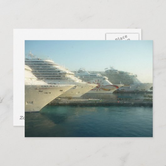 Cruiseschepen op zonsondergang briefkaart (Voorkant / Achterkant)