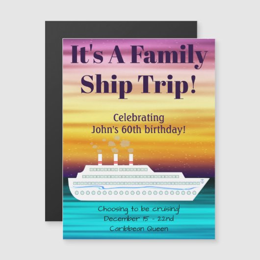 Cruiseschepen Sunset Theme Deurmagneet Magnetische Uitnodiging (Voorkant / Achterkant)