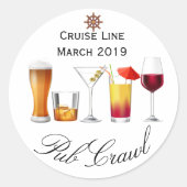 Cruiseschip Aangepaste Pub Crawl Activiteit Drinke Ronde Sticker (Voorkant)
