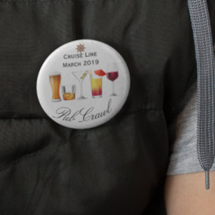 Cruiseschip aanpassen Pub Crawl Activiteit Drinken Ronde Button 5,7 Cm