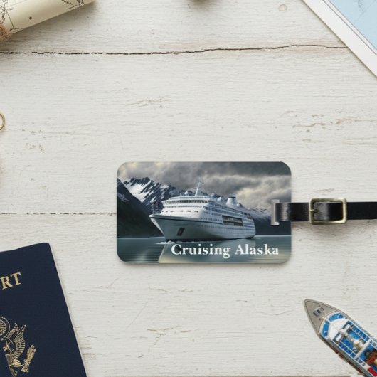 Cruiseschip Alaska op de oceaan Bagagelabel
