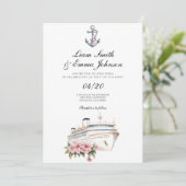 Cruiseschip anker bruiloft uitnodiging (Staand voorkant)