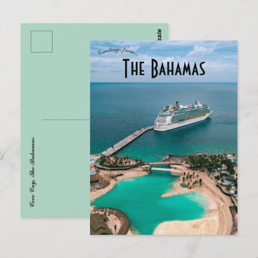 Cruiseschip bij Coco Cay op de Bahama's Briefkaart (Voorkant / Achterkant)