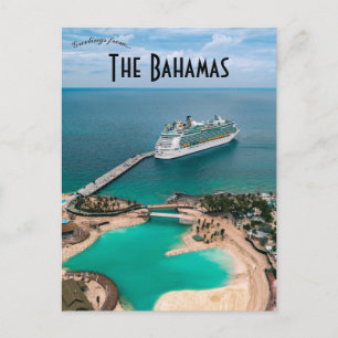 Cruiseschip bij Coco Cay op de Bahama's Briefkaart
