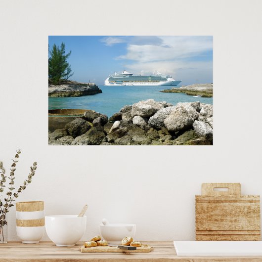 Cruiseschip bij CocoCay Poster (Keuken)