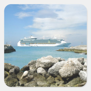 Cruiseschip bij CocoCay Vierkante Sticker